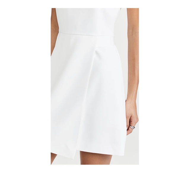 alice + olivia Duncan Sleeveless Tab Cocktail Dress Asymmetrical in Off White - Picture 2 of 4